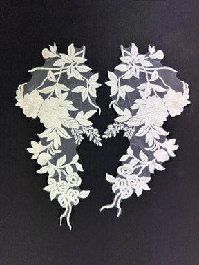 Appliques de dentelle brodée ivoire - MT8011