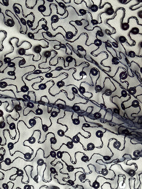 Tulle à sequins brodés bleu marine – EB3001