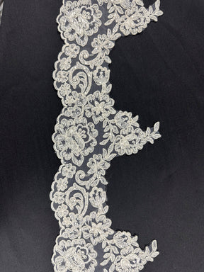 Bordure en dentelle ivoire perlée et cordée - Noisy