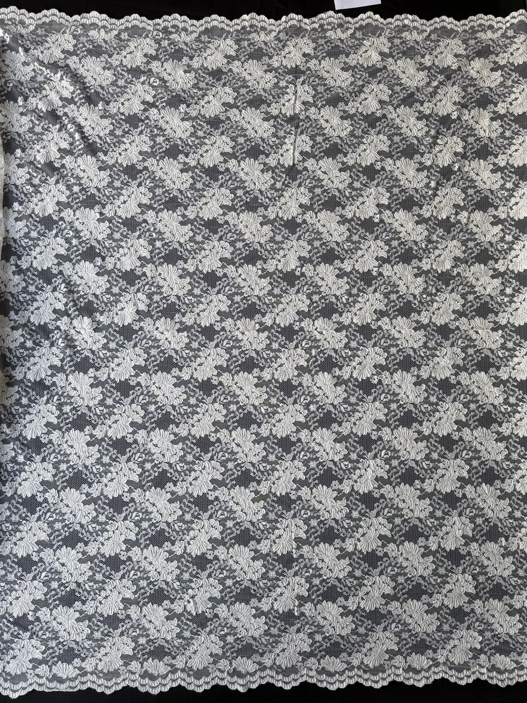 Dentelle de mariage ivoire pâle à cordon - P379