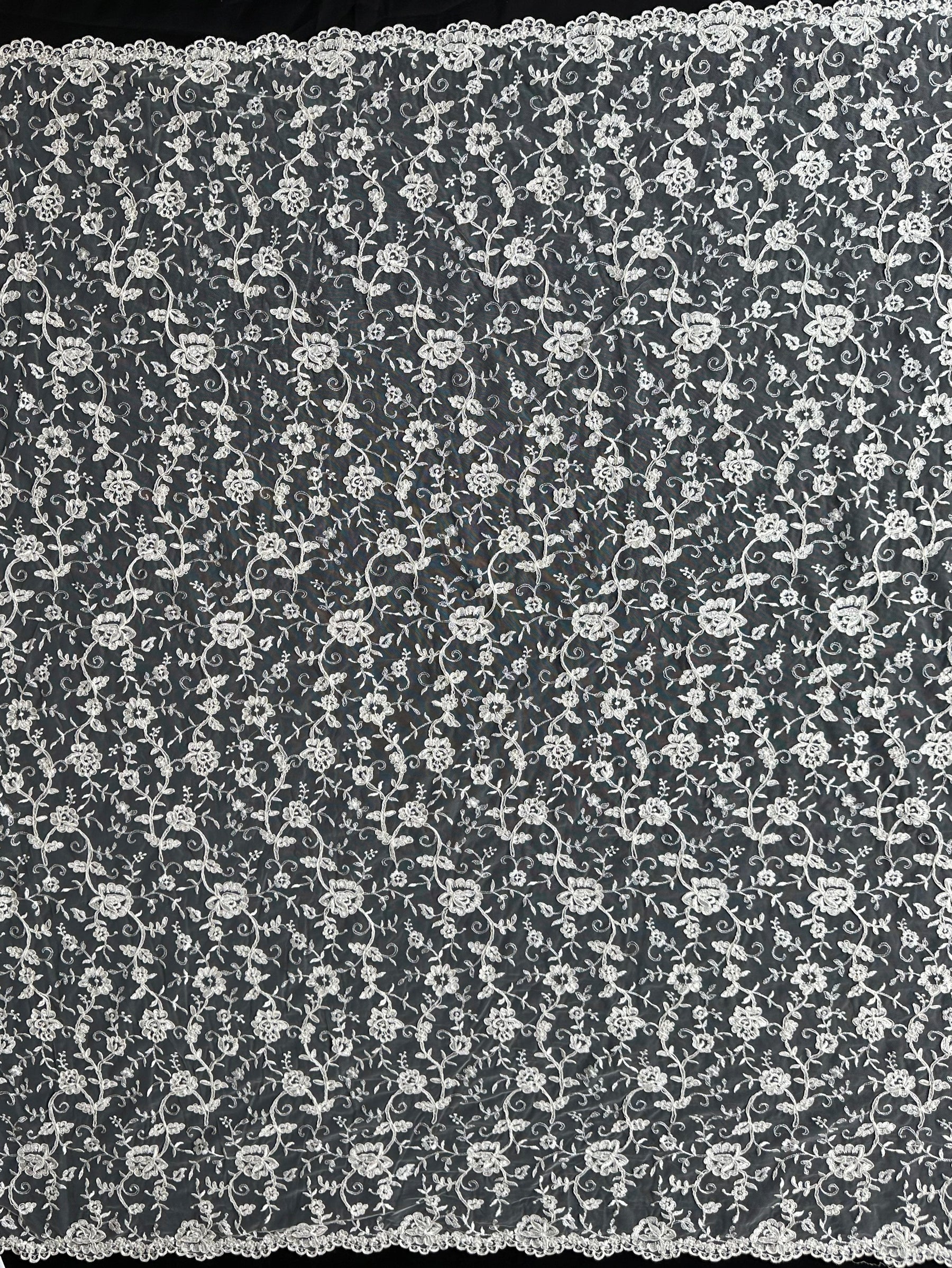 Dentelle brodée ivoire à cordonnet - P430