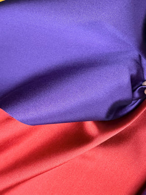 Mikado doux double face en mélange de soie rouge et violette - P608