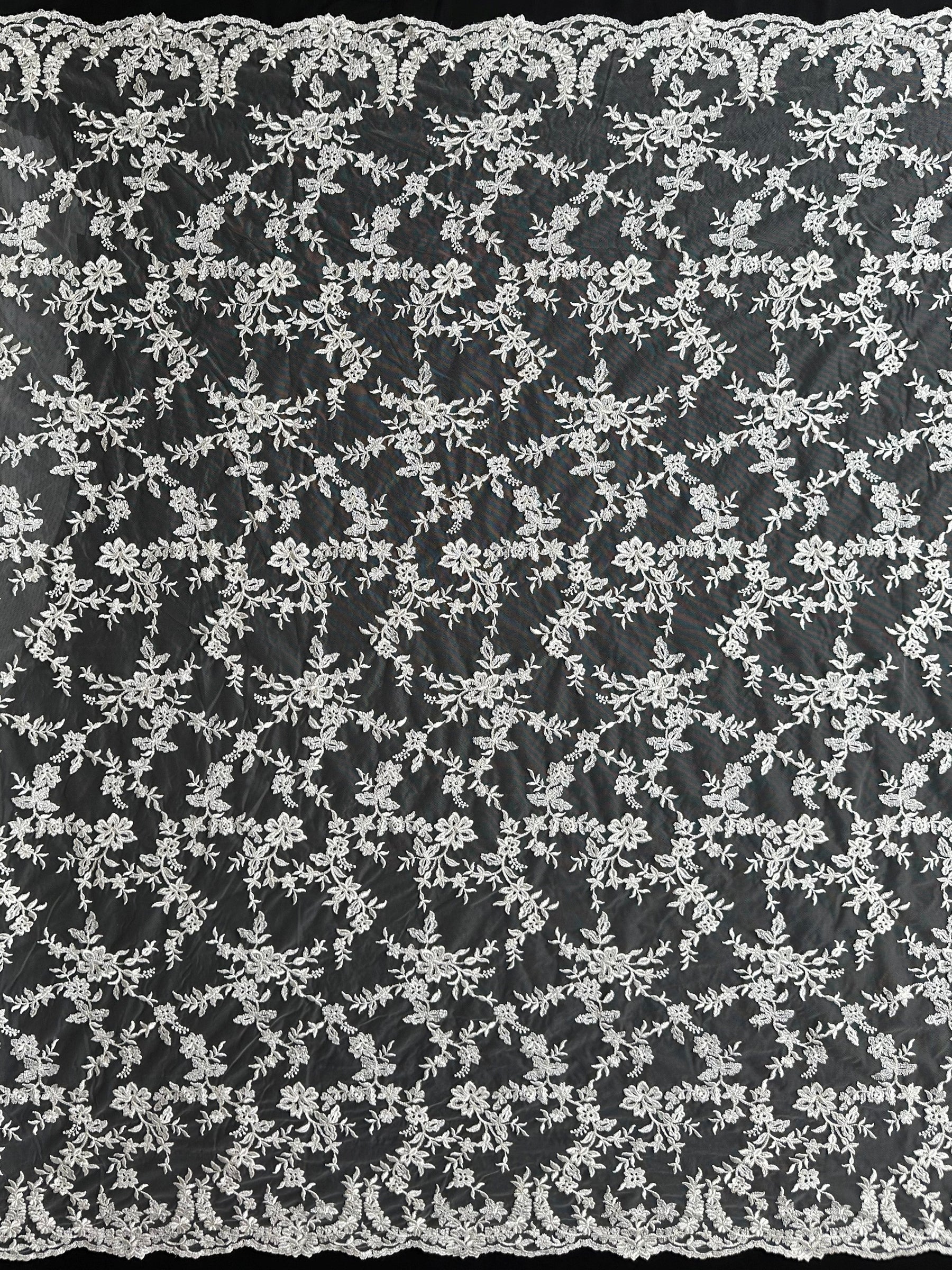 Dentelle brodée ivoire - P651