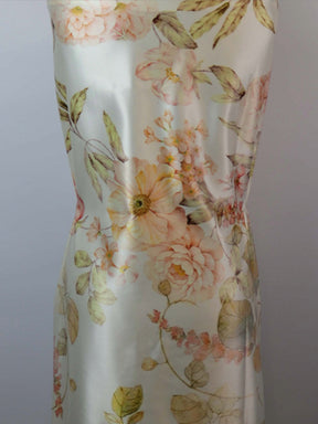 Satin imprimé ivoire/multicolore - PR1003