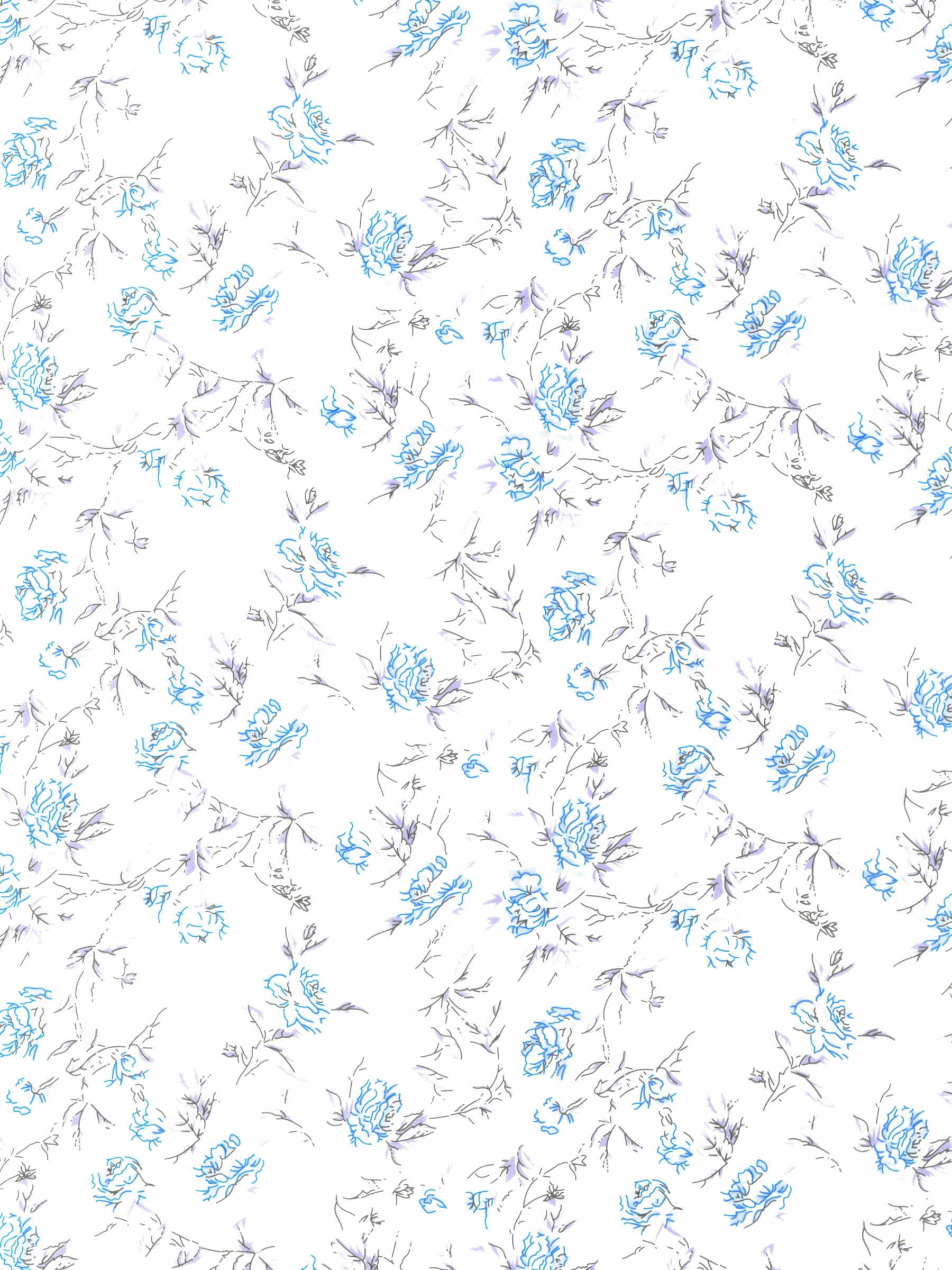 Satin Imprimé Ivoire/Bleu - PR1004
