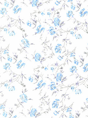 Satin Imprimé Ivoire/Bleu - PR1004