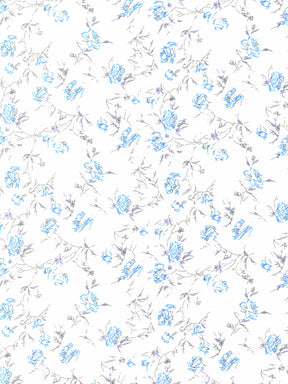 Satin Imprimé Ivoire/Bleu - PR1004