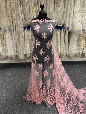 Dentelle rose poudré - Alexandra.
