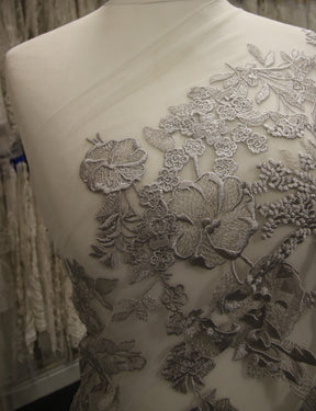 Dentelle Broderie Gris Étain - Garbo