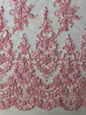 Dentelle rose poudré - Alexandra.