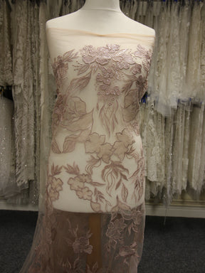 Dentelle brodée à paillettes rose - Tiana