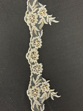 Bordure en dentelle perlée ivoire - Rame