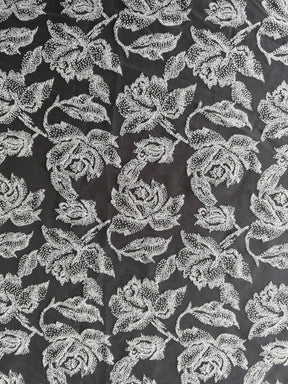 Dentelle florale ivoire à motif floqué français - Rebelle