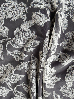 Dentelle florale ivoire à motif floqué français - Rebelle