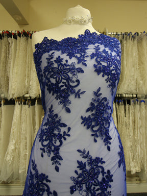 Dentelle Perlée Bleu Royal - Kady