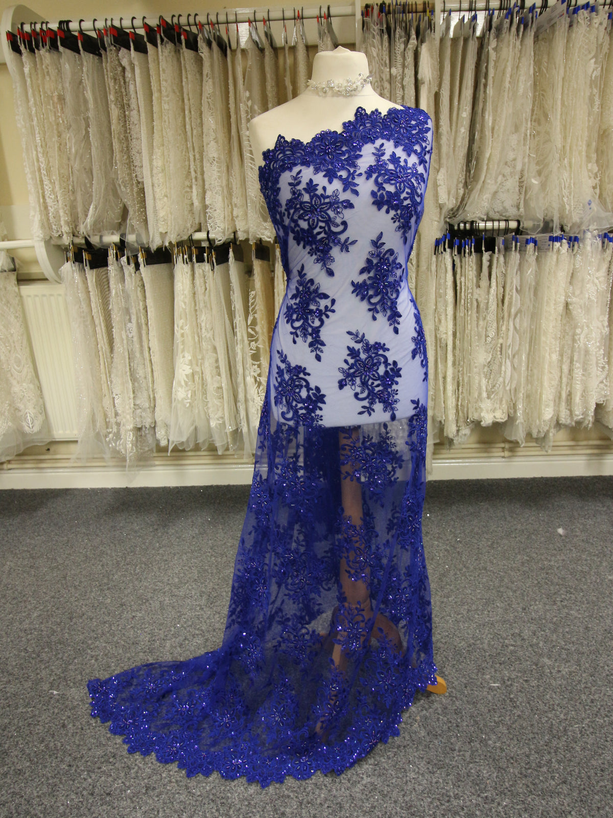 Dentelle Perlée Bleu Royal - Kady