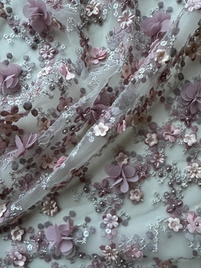 Dentelle rose brodée 3D - Savinder