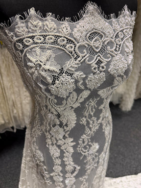 Dentelle Raschel perlée à la main ivoire - Severiano