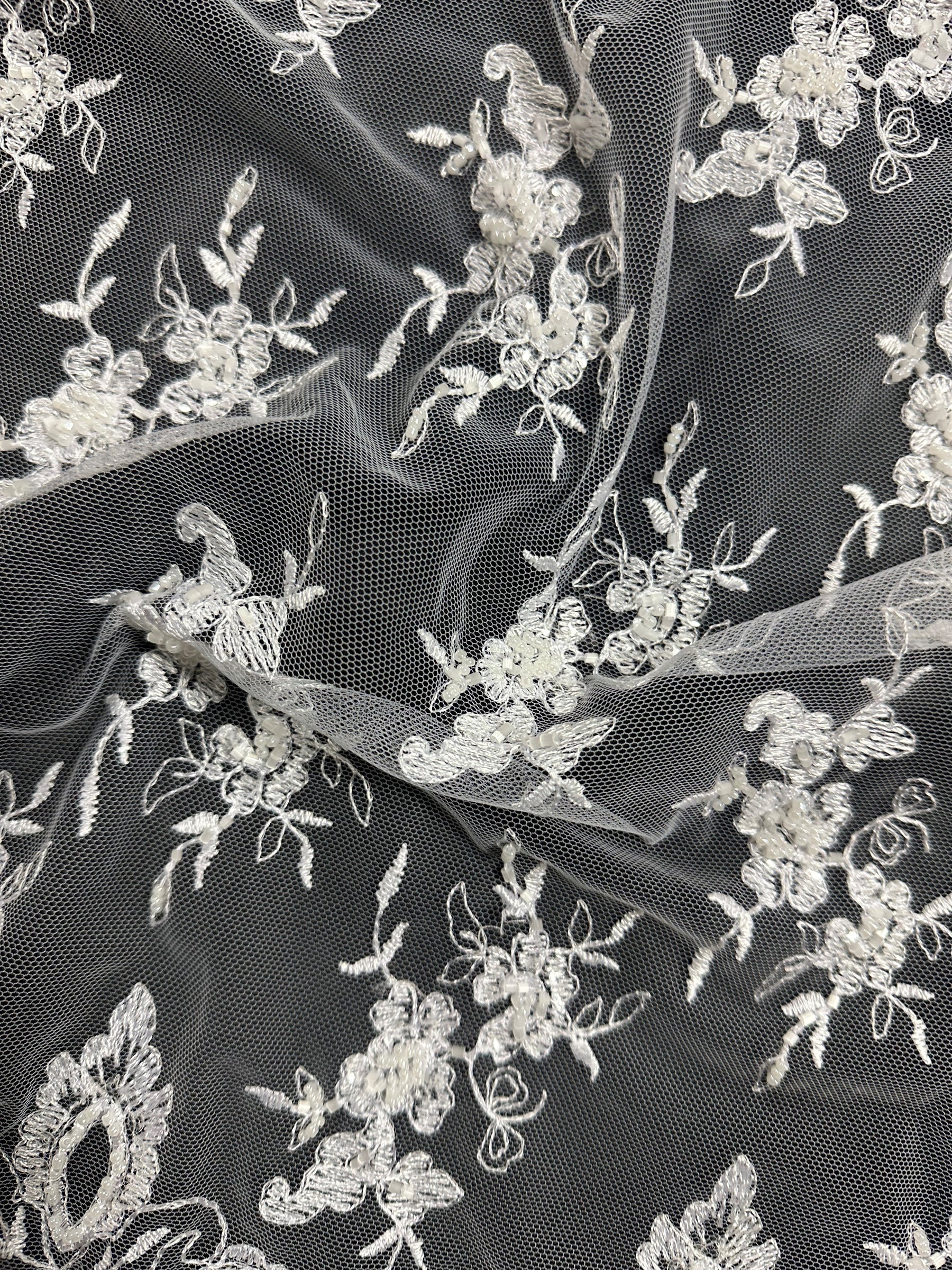 Dentelle à paillettes blanches - Sienne (CF)