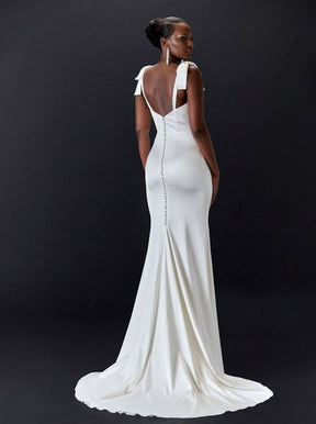 Satin extensible en polyester ivoire - Sentry