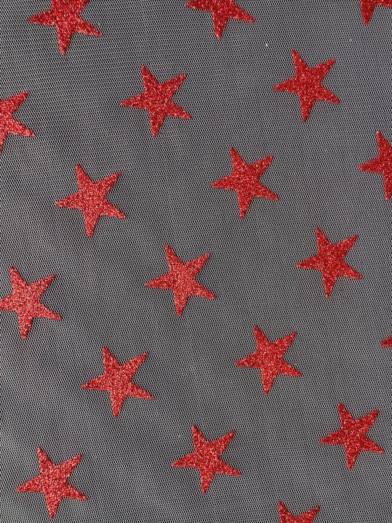 Tulle Étoile Rouge - Paillettes