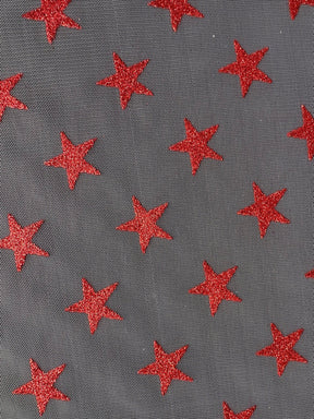 Tulle Étoile Rouge - Paillettes