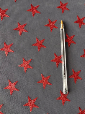 Tulle Étoile Rouge - Paillettes