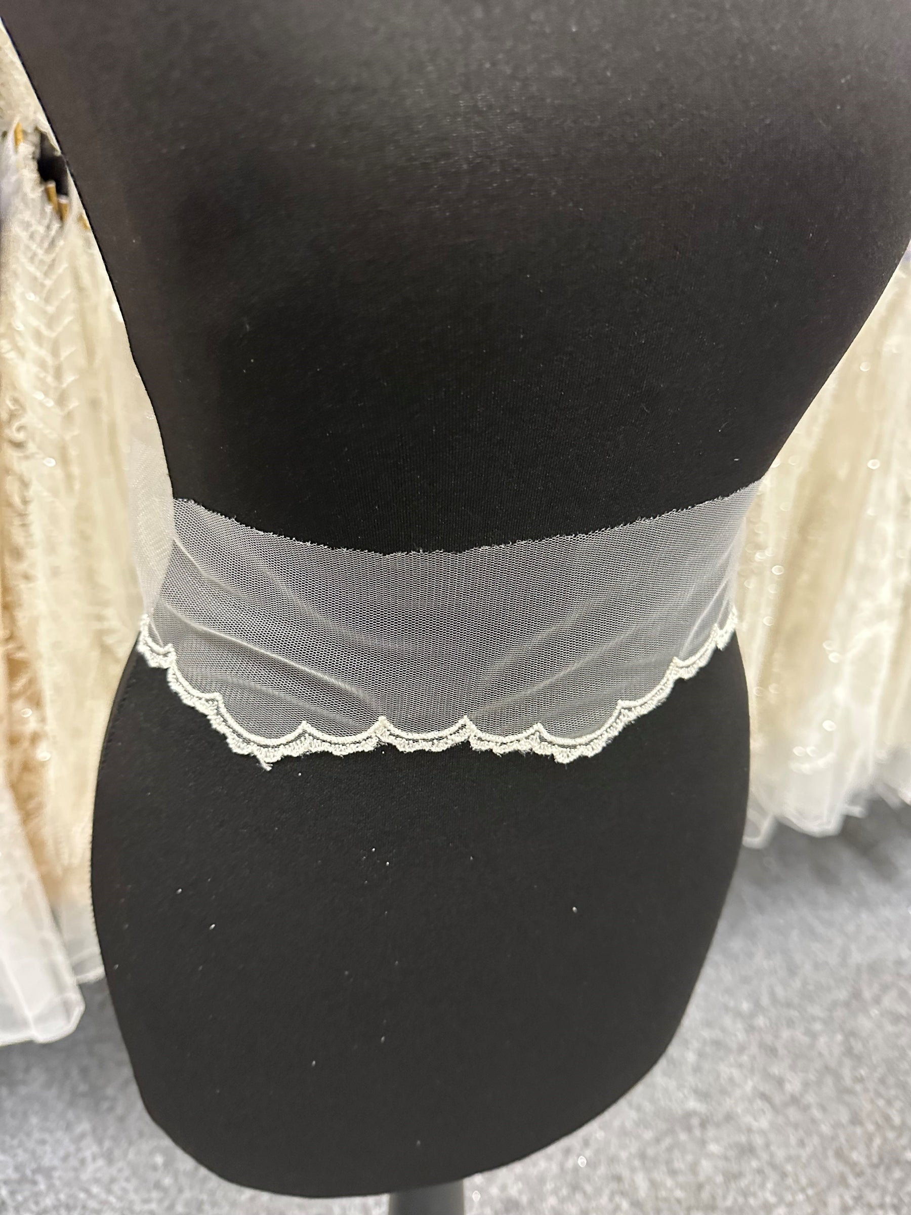 Bordure en dentelle brodée ivoire - T202