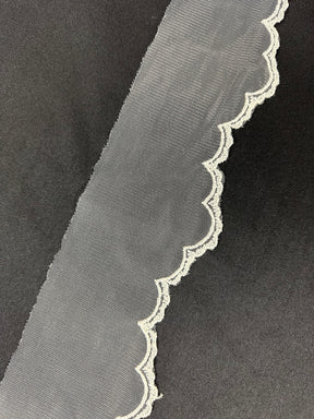 Bordure en dentelle brodée ivoire - T202