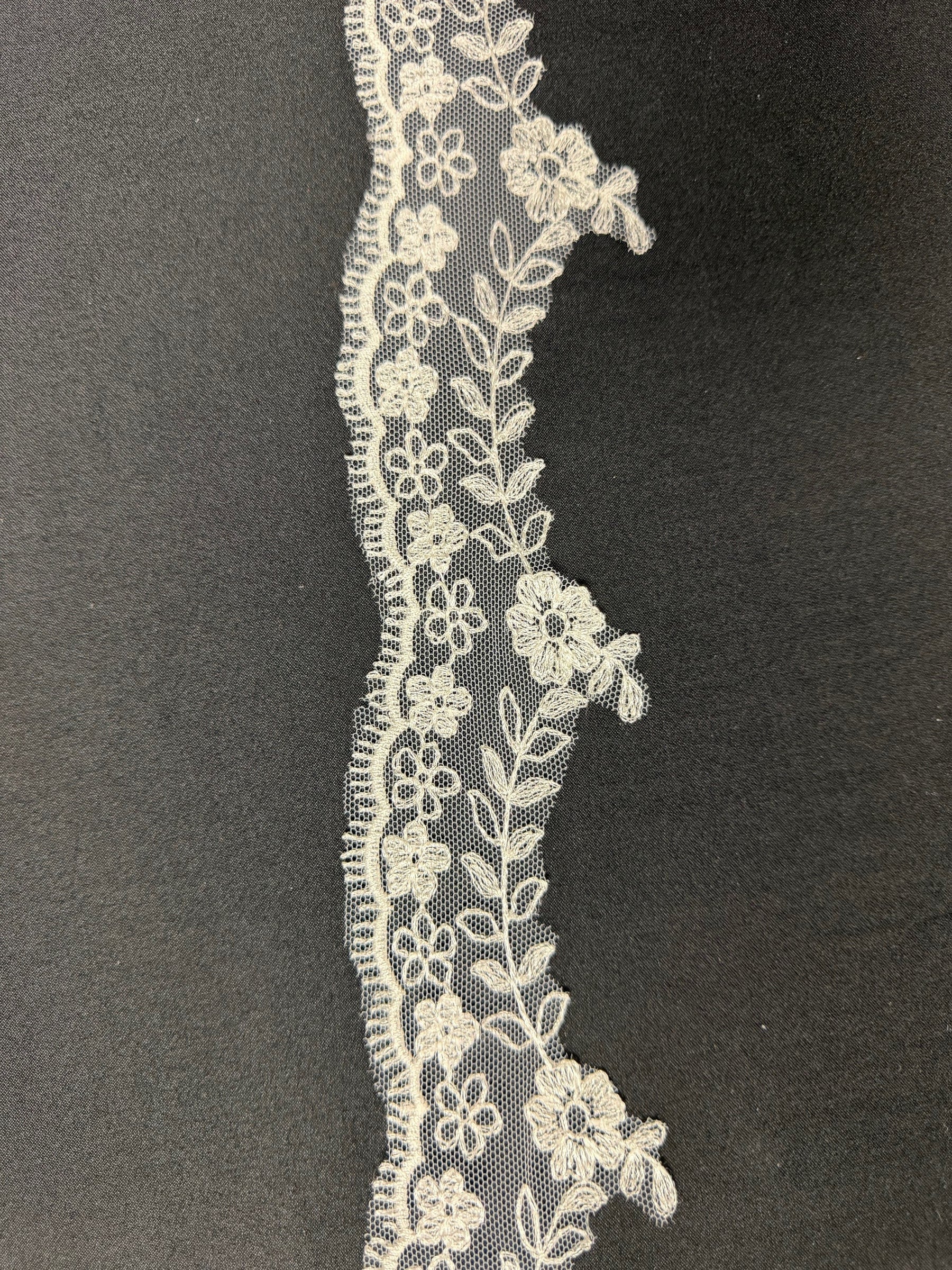 Bordure en dentelle brodée ivoire - T53