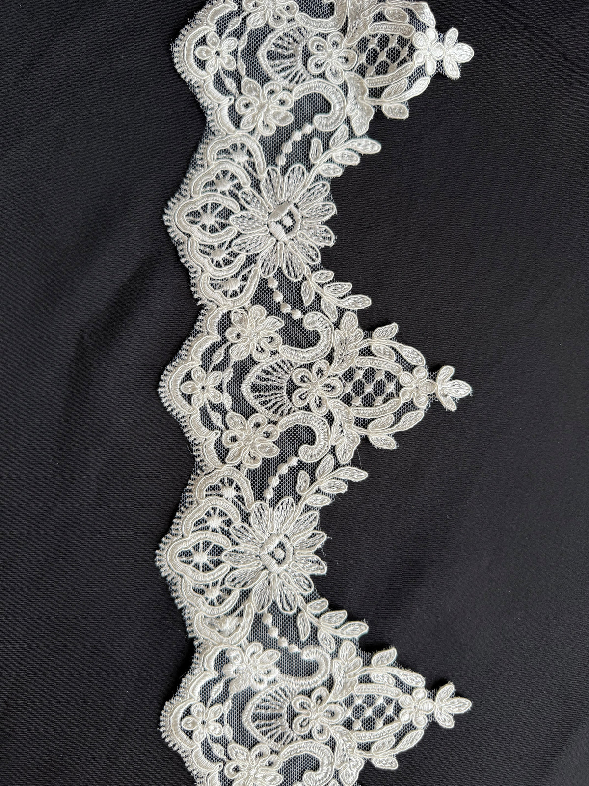 Bordure en dentelle brodée ivoire – T668