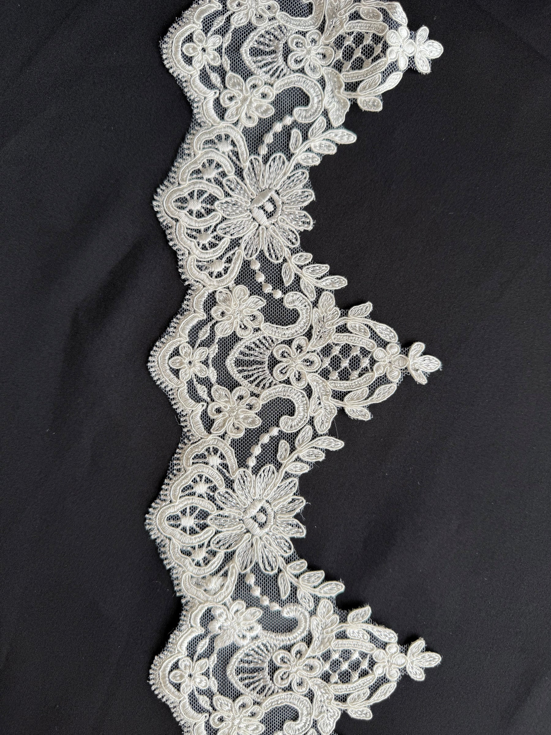 Bordure en dentelle brodée ivoire – T668