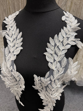 Applications de dentelle perlée ivoire - T944