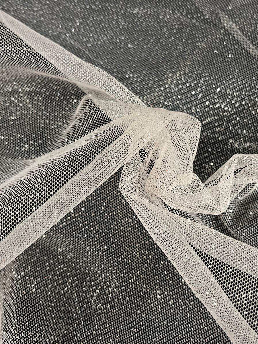 Tulle Rose Pailleté Argenté - TU0053