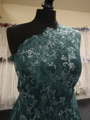 Dentelle Raschel bleu sarcelle - Honneur