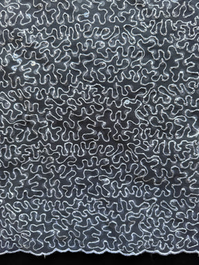 Tulle blanc brodé de sequins – EB3001