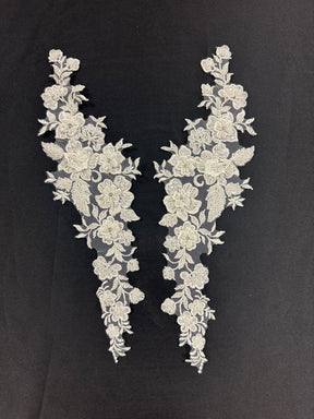 Appliques en dentelle perlée ivoire - AP 2254 (CF)
