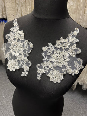 Appliques en dentelle ivoire perlée et cordée - Ziggourat