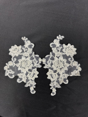 Appliques en dentelle ivoire perlée et cordée - Ziggourat