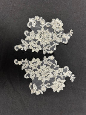 Appliques en dentelle ivoire perlée et cordée - Ziggourat