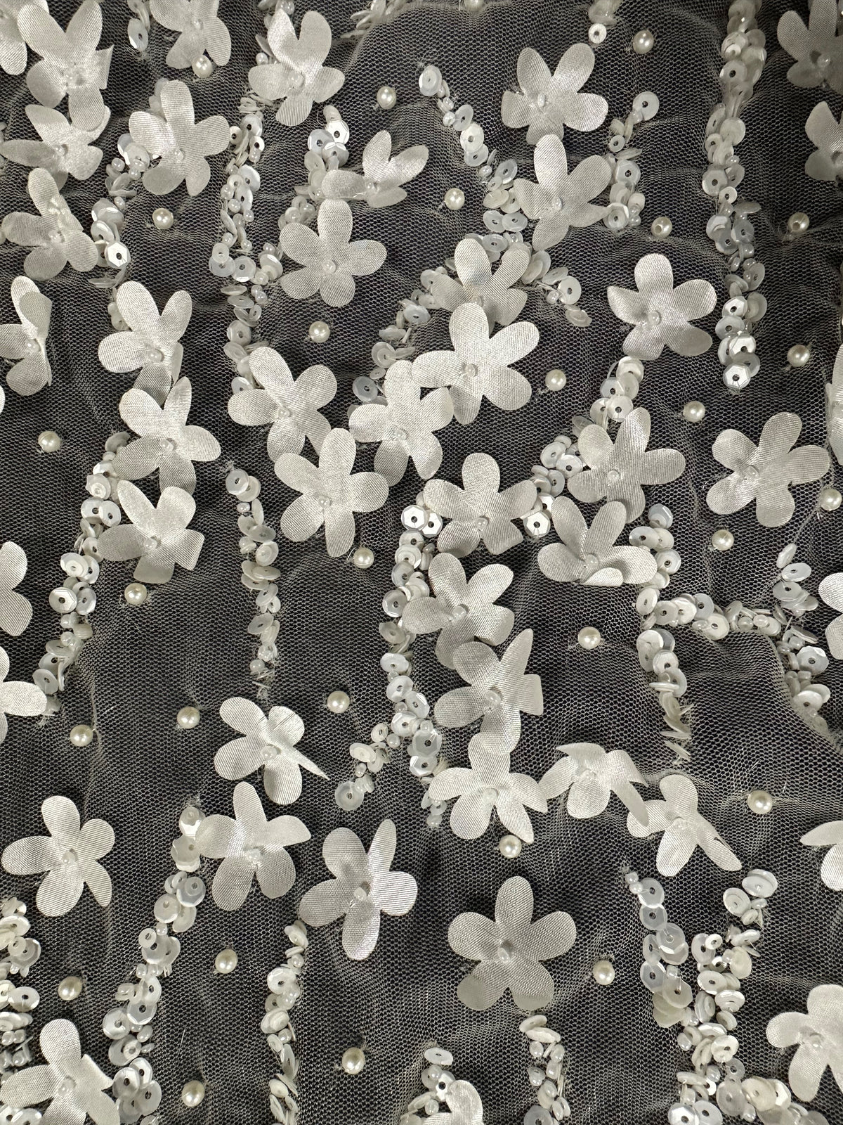 Dentelle laser perlée ivoire - Médaillon (CF Larisa)