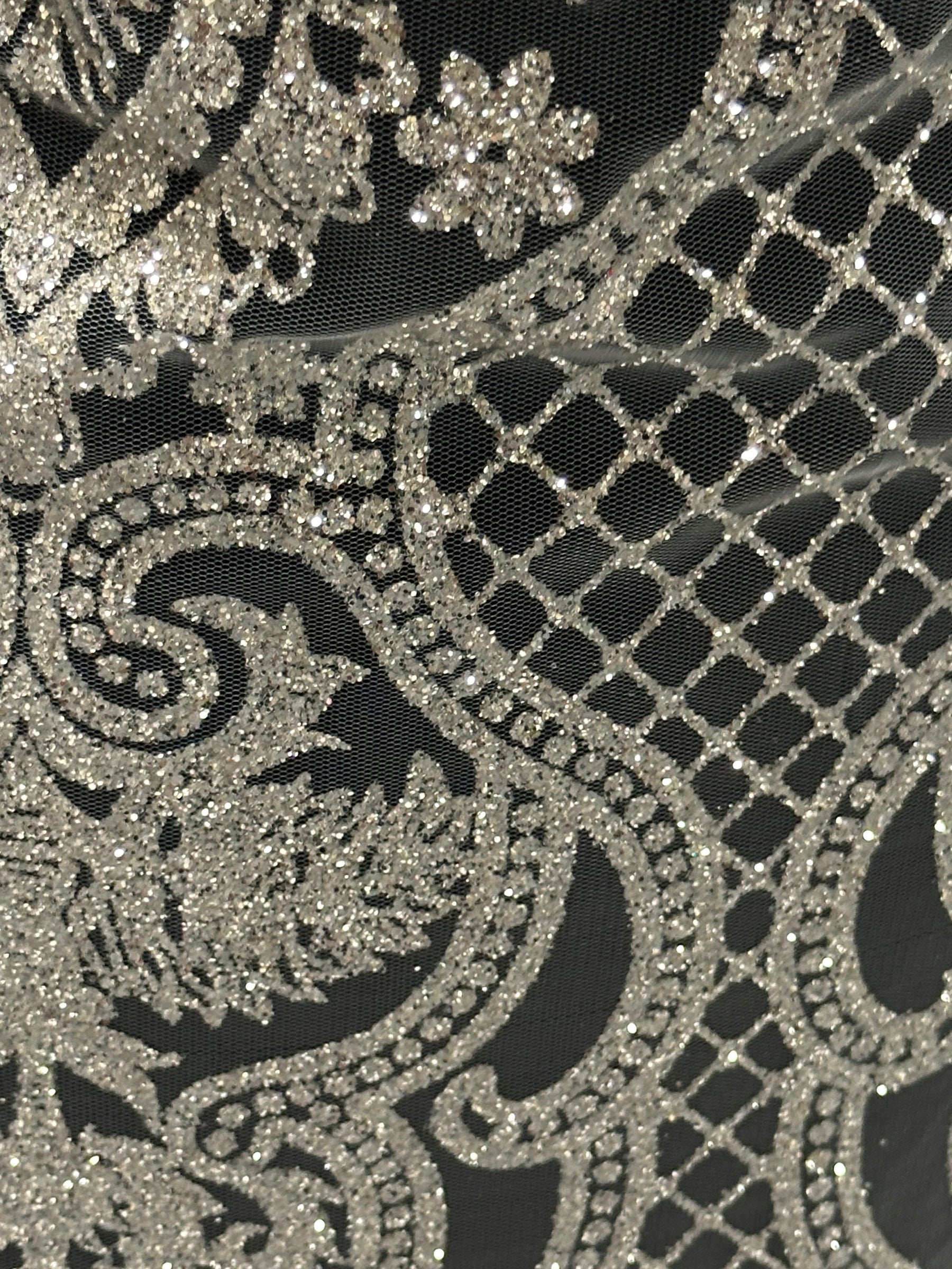 Ivory Latticed Glitter Tulle – Ballgown