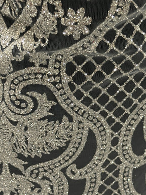 Ivory Latticed Glitter Tulle – Ballgown