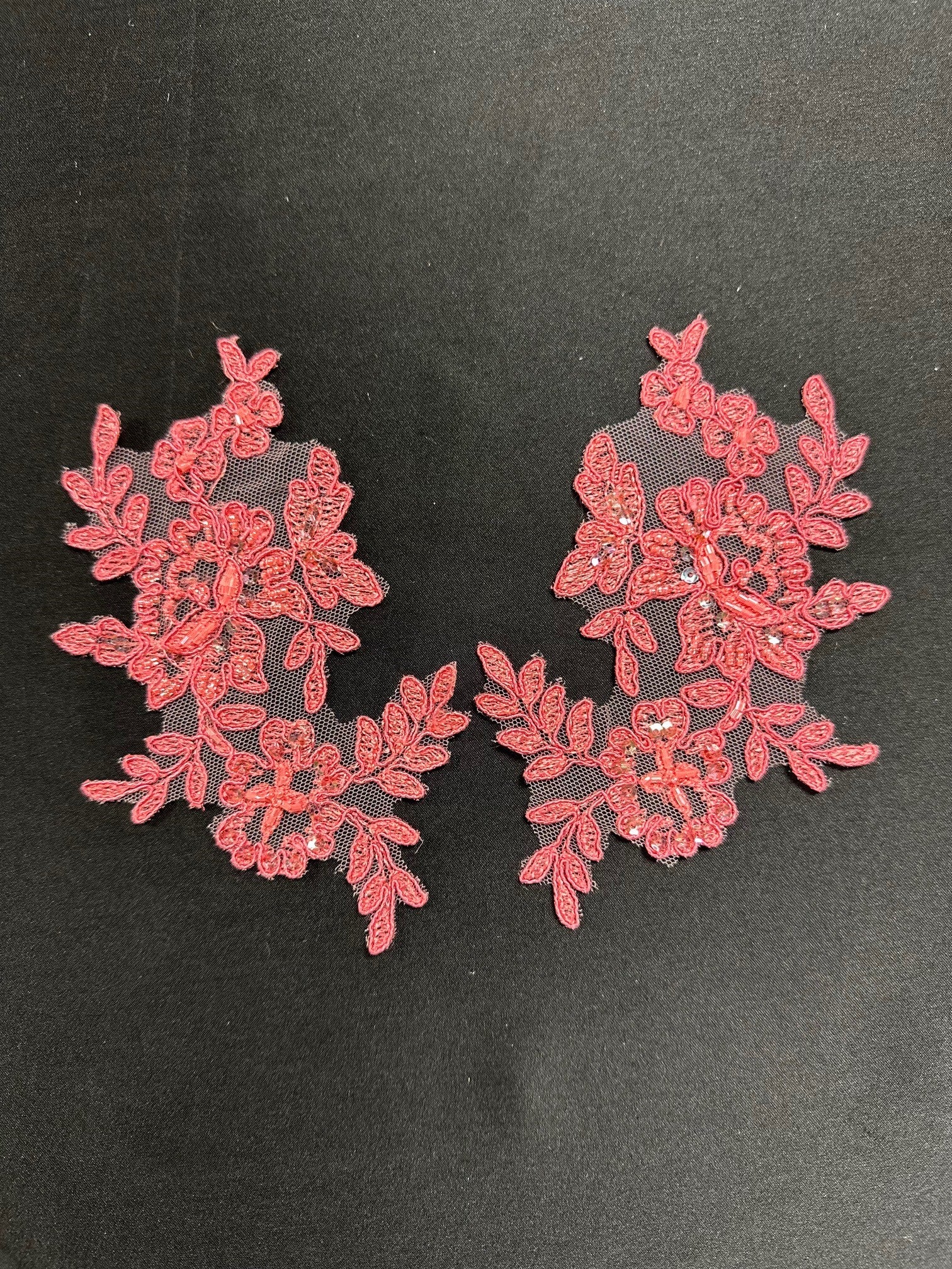 Appliques en dentelle rose perlée - Noisy