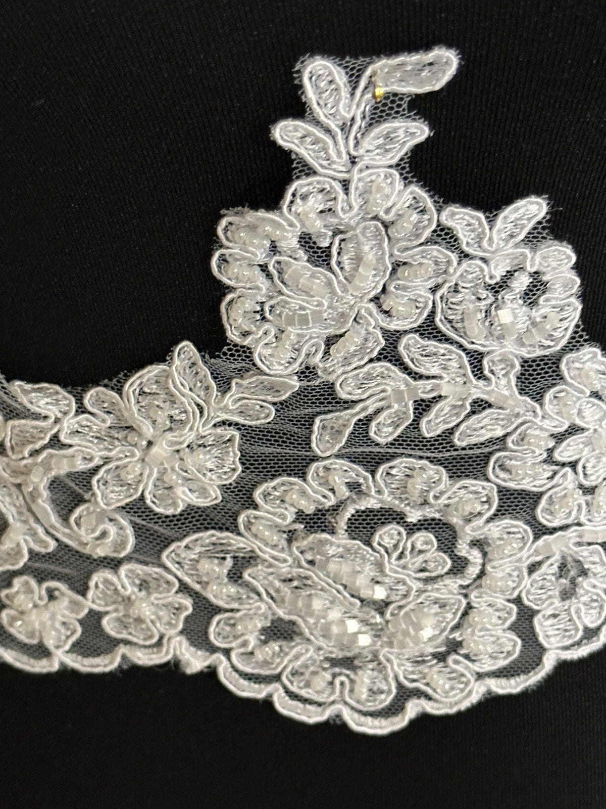 Bordure en dentelle blanche perlée et cordée - T 226 Perlée (CF)