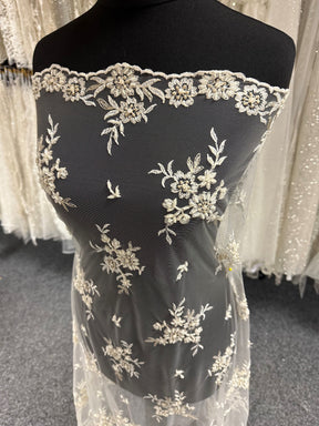 Dentelle perlée ivoire - Rame