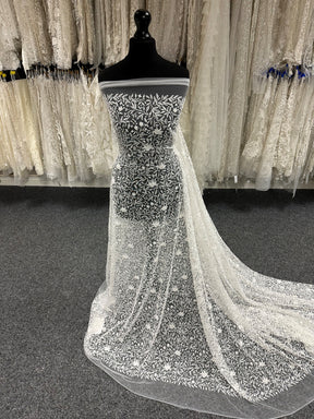 Dentelle brodée de perles ivoire - Minka 