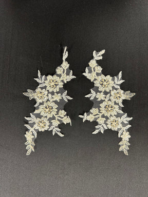 Appliques en dentelle perlée ivoire - Roxanne AP 415 (CF)
