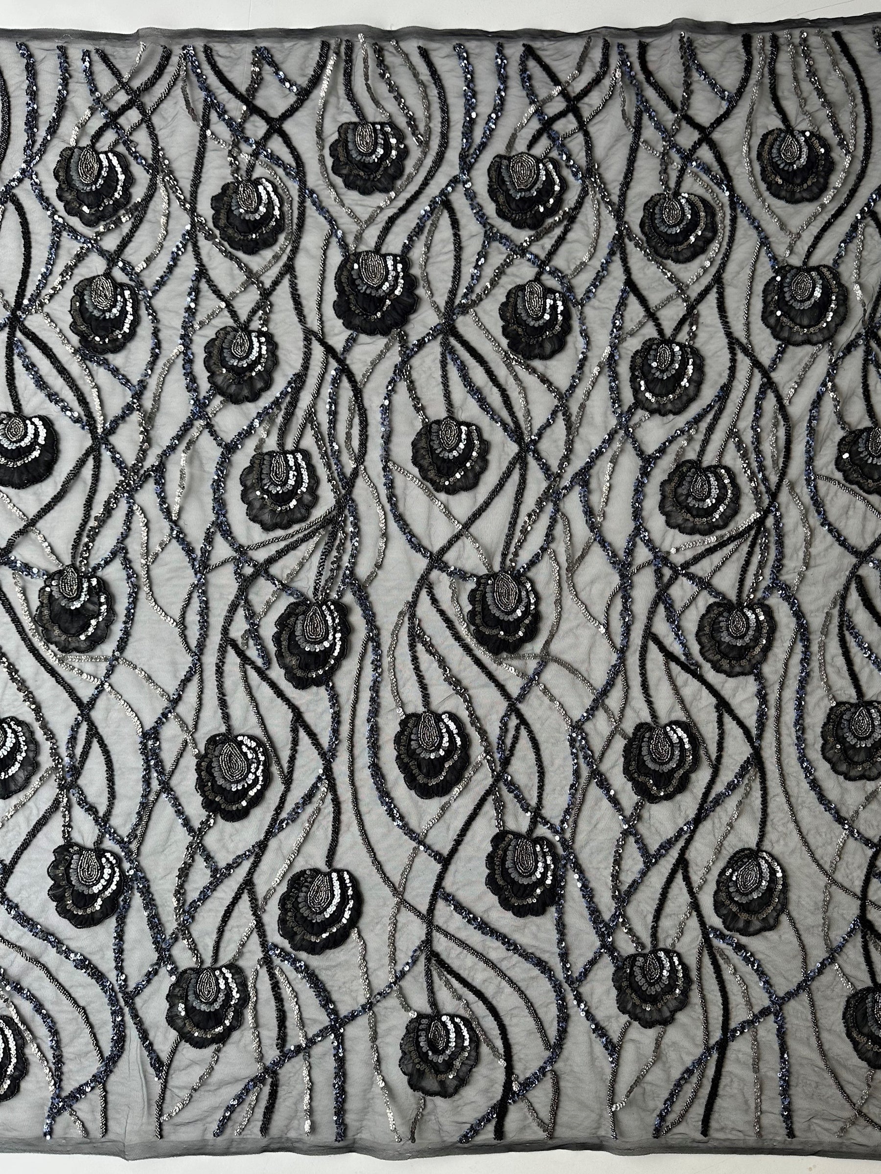 Dentelle perlée noire - Betty