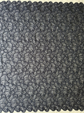 Tulle brodé de perles 3D bleu marine - EB1021